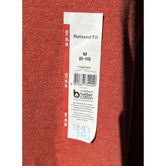 Time and Tru Pullover Sweater Womens Size M Relaxed Fit Orange Dolman NWT - Picture 5 of 6